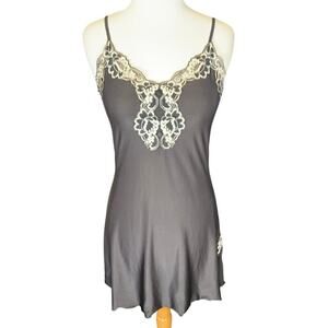 Bisou Bisou Michele Bohbot Y2K Lace Trim Slip Dress Lingerie Coquette XS